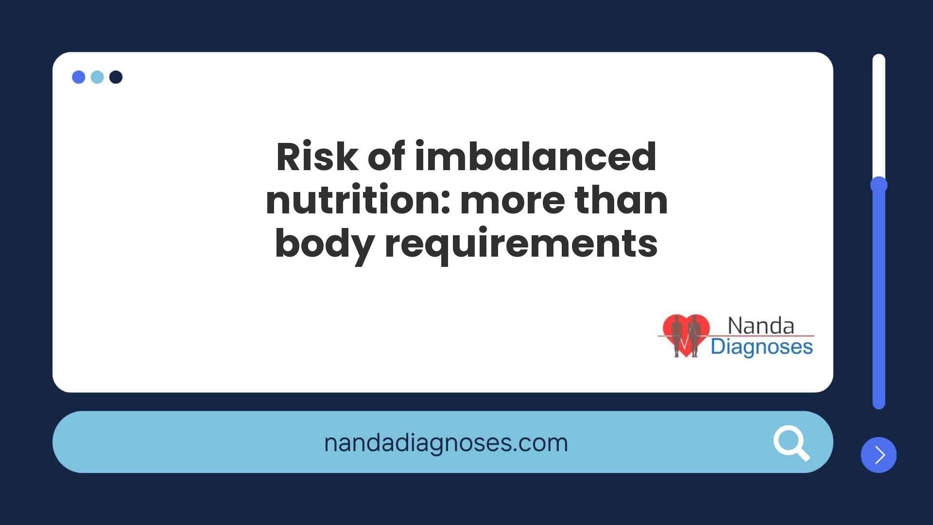 NANDA Nursing Diagnose - Risk of imbalanced nutrition: more than body requirements