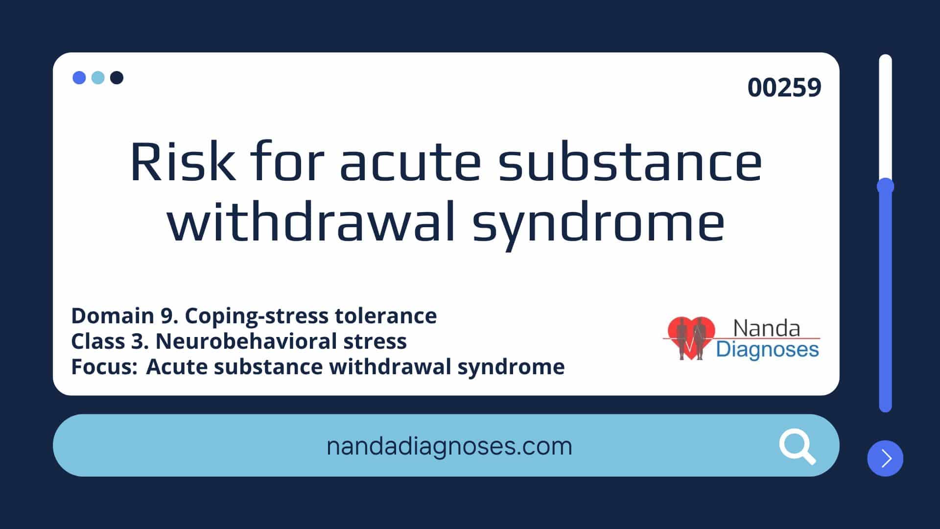 Nursing diagnosis Risk for acute substance withdrawal syndrome