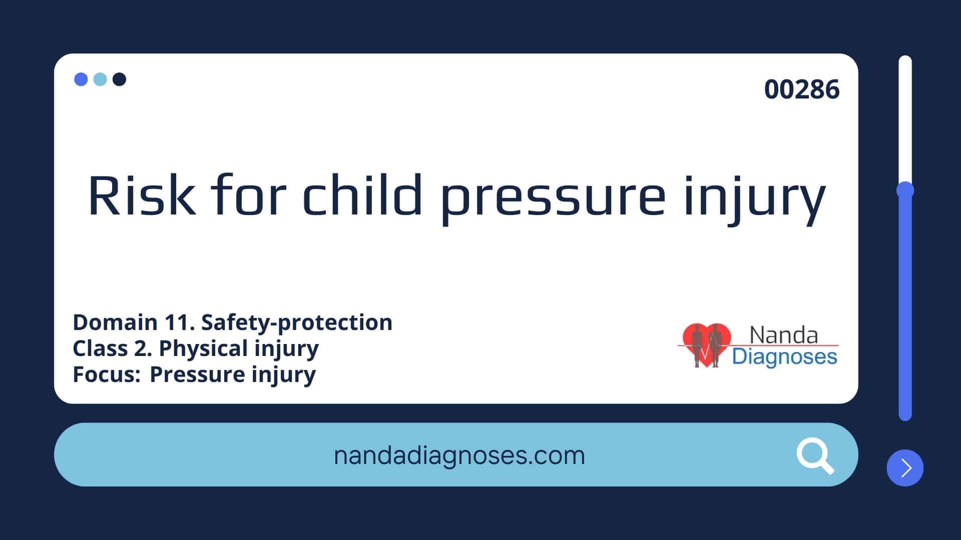 Nursing diagnosis Risk for child pressure injury